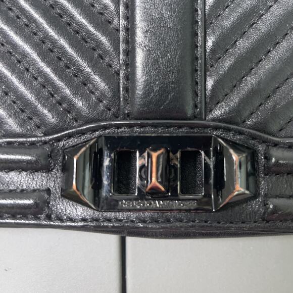 Rebecca Minkoff Love Crossbody Bag Black Chevron Quilted Chain Strap Leather - Picture 8 of 16